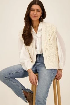 Beige Gilet Met Franjes
