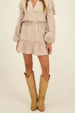 Beige Rok Met Ruffles & Glans