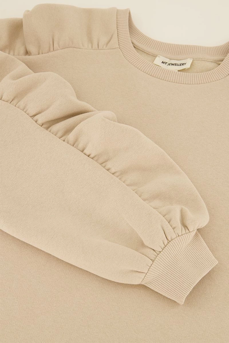 Beige Sweater Met Ruffle Mouwen 5 Beige Sweater Met Ruffle Mouwen - Afbeelding 5
