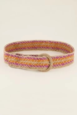 Multikleur Raffia Riem Met Gesp