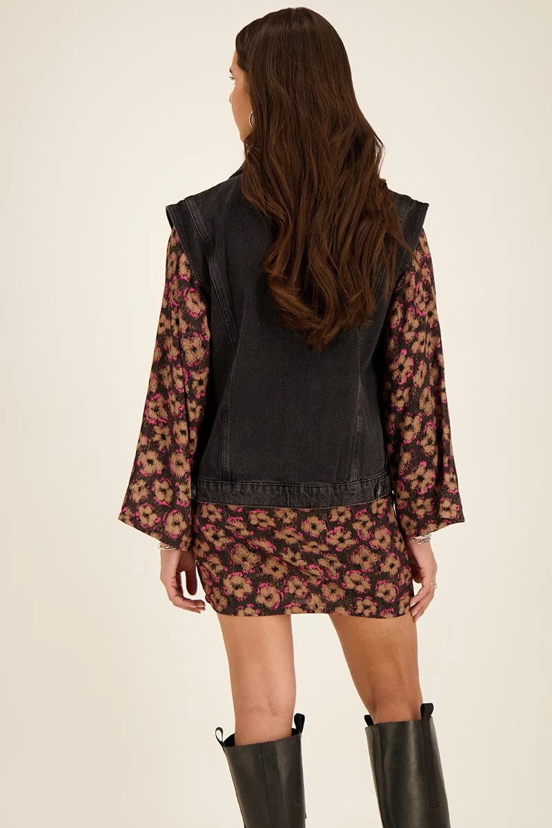 Zwart Denim Gilet Met Zakken 5 Zwart Denim Gilet Met Zakken - Afbeelding 5