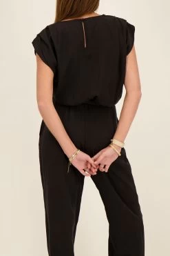 Zwarte Wikkel Jumpsuit Zonder Mouwen -Mode Verkoop black sleeveless wrap jumpsuit back