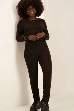 Zwarte Glitter Jumpsuit Met Open Rug