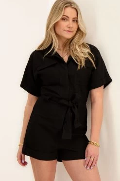 Zwarte Playsuit Met Borstzakken