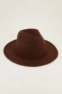 Bruine Fedora Hoed -Mode Verkoop bruine fedora hoed mj07343 0100 zij aanzicht