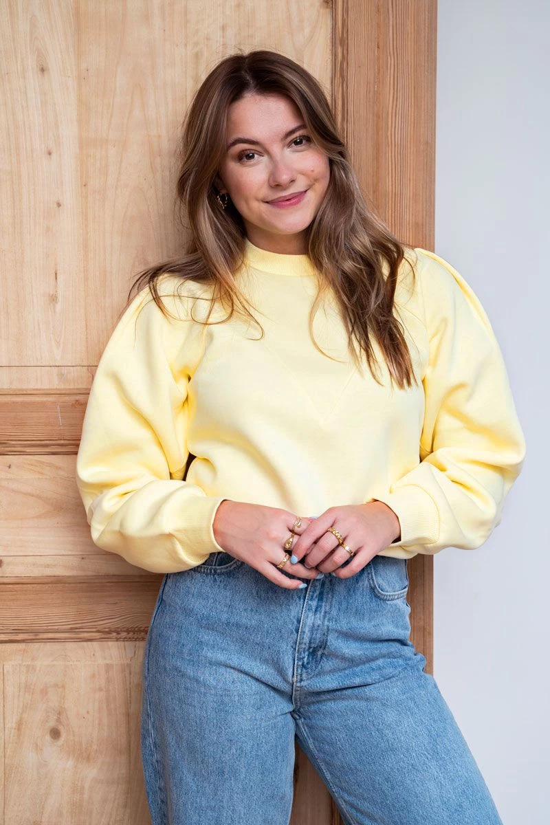 Mode Verkoop -Mode Verkoop gele sweater met v shape mj06852 0400