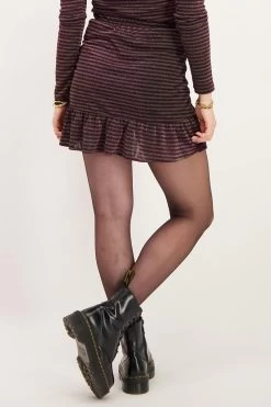 Paars Rokje Met Strepen & Trekkoord 10 Paars Rokje Met Strepen & Trekkoord -Mode Verkoop glitter rok strepen achterkant mj06257 0700