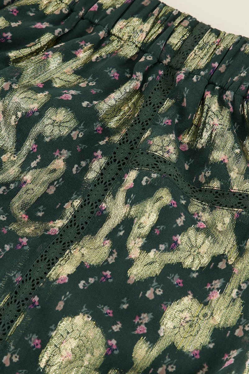 Groen Jacquard Rokje Met Gouden Print 5 Groen Jacquard Rokje Met Gouden Print - Afbeelding 5