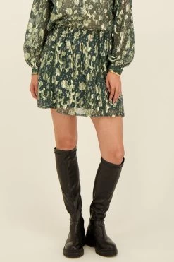 Groen Jacquard Rokje Met Gouden Print