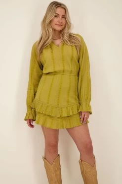 Groene Jurk Met Jacquard Look