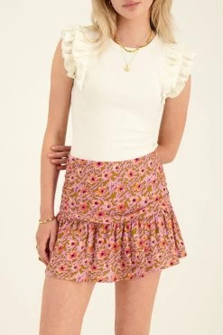 Groene Skort Met Lila Bloemenprint