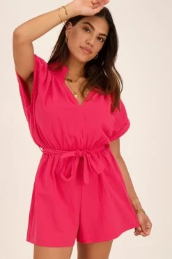 Koraal Playsuit Linnen Look