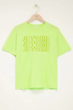 Limegroen T-shirt Je T’aime -Mode Verkoop lime green t shirt je t aime product 1