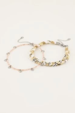 Beige Gevlochten Enkelband Set