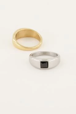 MOOD Ring Met Vierkante Zwarte Steen -Mode Verkoop mood ring met vierkante zwarte steen 3 mj05840 1500