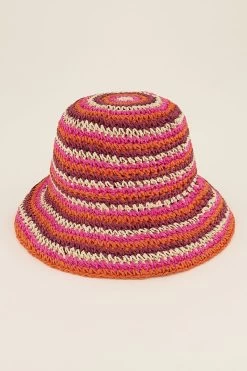 Bucket Hat Met Multikleur Strepen