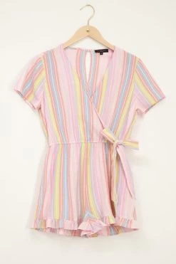 Multikleur Playsuit Met Blauwe Details -Mode Verkoop multikleur playsuit met blauwe details mj06615 0800