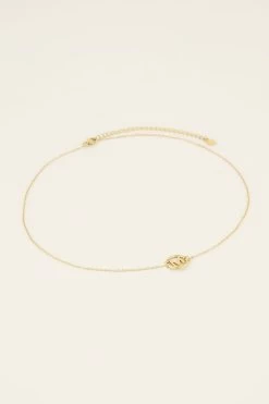 Ketting Met Initial In Ronde Bedel 7 Ketting Met Initial In Ronde Bedel -Mode Verkoop necklace with initial in round charm gold 1