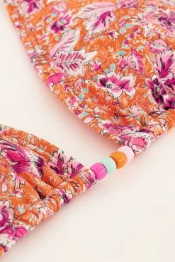 Off White Triangel Bikini Set Met Bloemenprint -Mode Verkoop off white floral print triangle bikini set detail1