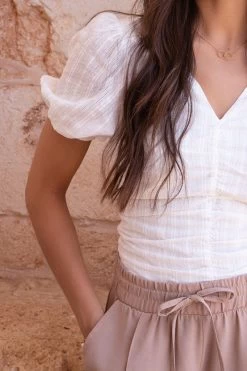 Witte Top Met Structuur & Plooien -Mode Verkoop product images my 3698 crop