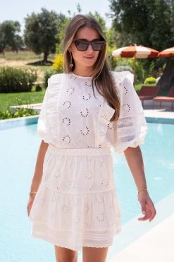 Witte Blouse Met Embroidery En Kanten Bandjes 11 Witte Blouse Met Embroidery En Kanten Bandjes -Mode Verkoop product images my 3992 1