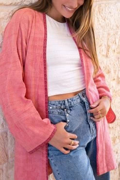 Roze Kimono Met Jacquard 13 Roze Kimono Met Jacquard -Mode Verkoop product images my 4157