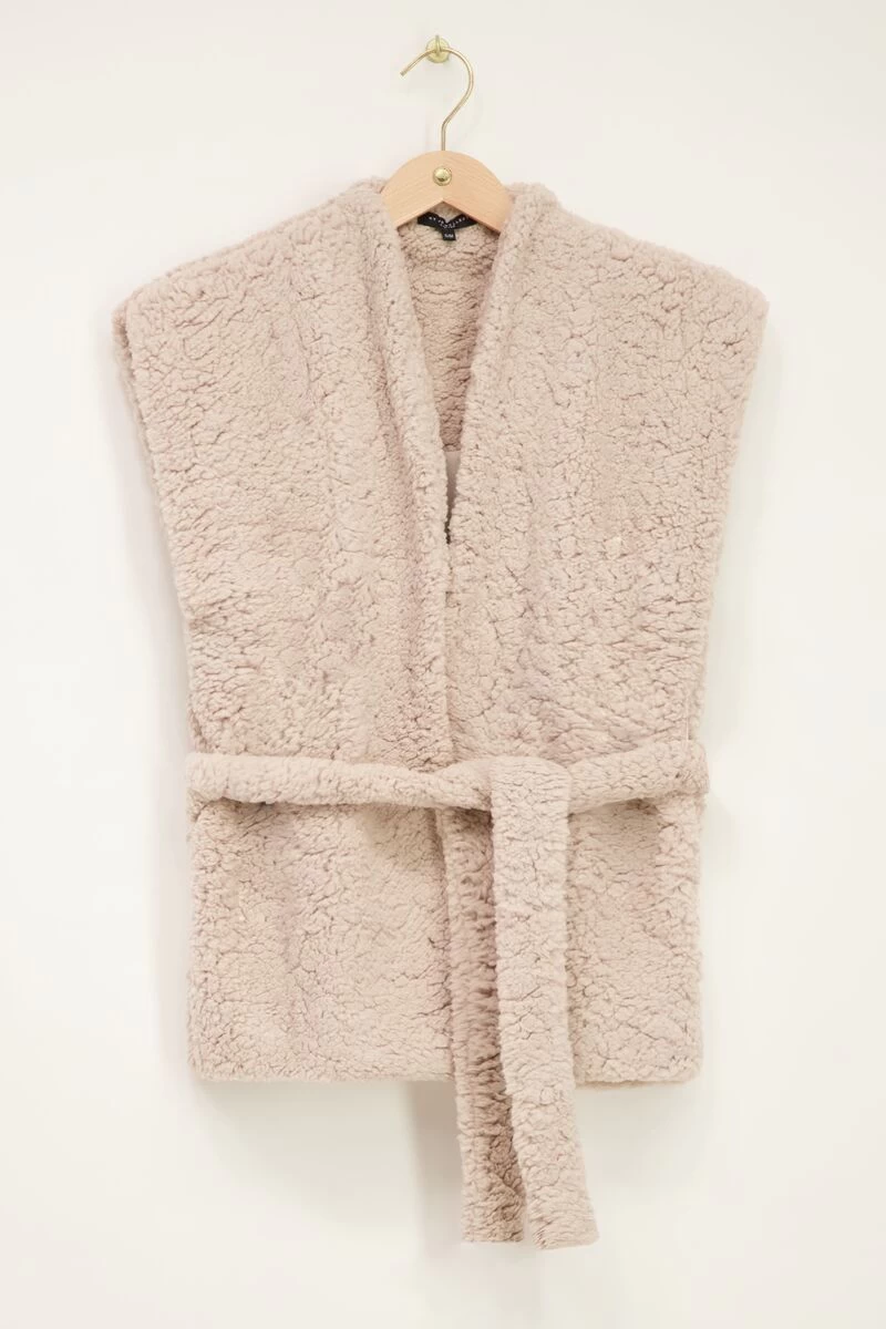 Beige Teddy Bodywarmer Met Ceintuur 6 Beige Teddy Bodywarmer Met Ceintuur - Afbeelding 6