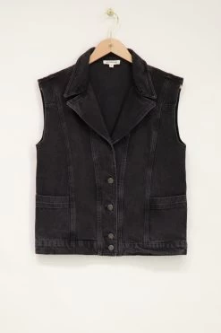 Zwart Denim Gilet Met Zakken 12 Zwart Denim Gilet Met Zakken -Mode Verkoop product images black denim gilet with pockets