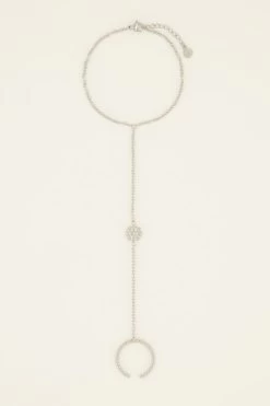 Armband Met Ring En Bloem Met Strass