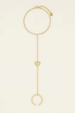 Armband Met Ring En Hart Met Strass