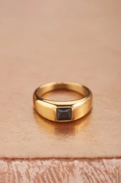 MOOD Ring Met Vierkante Zwarte Steen -Mode Verkoop product images myj 220929 2326