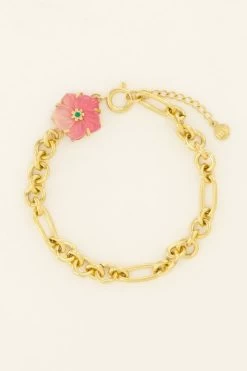 Casa Fiore Armband Met Roze Hibiscus Bloem