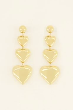 Statement Oorbellen Met Drie Hartjes