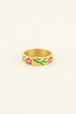 Casa Fiore Ring Met Rode Bloemen