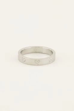 Ring Met Gegraveerde Hartjes -Mode Verkoop ring met gegraveerde hartjes mj06896 4
