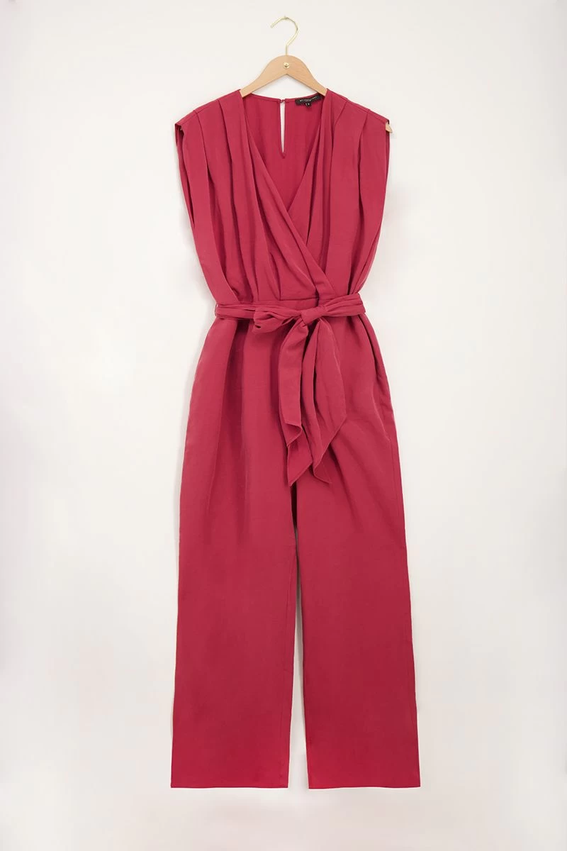 Rode Wikkel Jumpsuit Zonder Mouwen 6 Rode Wikkel Jumpsuit Zonder Mouwen - Afbeelding 6