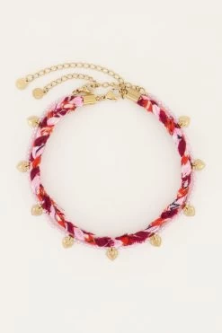 Roze Gevlochten Enkelband Set
