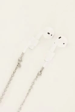 Souvenirs Brillen / Airpods Koordje Met Muntjes-Zilver