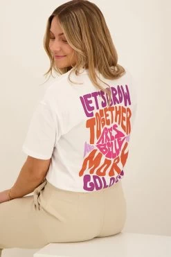 Wit T-shirt Let's Grow Together