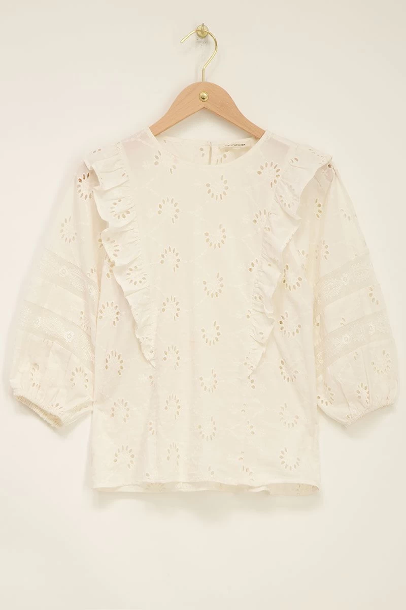 Witte Blouse Met Embroidery En Kanten Bandjes 6 Witte Blouse Met Embroidery En Kanten Bandjes - Afbeelding 6