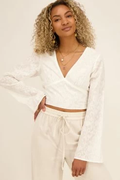 Witte Jacquard Crop Top