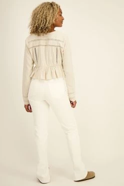 Witte Jeans Met Split -Mode Verkoop white split jeans back1