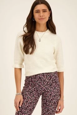 Witte Trui Met Ruffle Mouwen